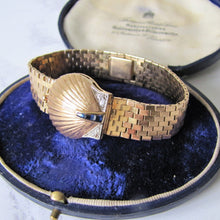 Cargar imagen en el visor de la galería, Art Deco 14K Gold, Diamond & Sapphire Hidden Watch Bracelet. - MercyMadge