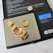 Cargar imagen en el visor de la galería, Art Deco 14K Gold, Diamond & Sapphire Hidden Watch Bracelet. - MercyMadge