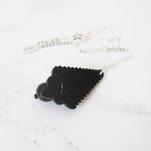 Charger l'image dans la galerie, Victorian Whitby Jet Mourning Pendant, Silver Chain. - MercyMadge