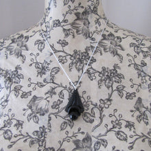 Charger l'image dans la galerie, Victorian Whitby Jet Mourning Pendant, Silver Chain. - MercyMadge