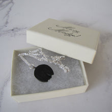 Charger l'image dans la galerie, Victorian Whitby Jet Horseshoe Charm Pendant, Silver Chain. - MercyMadge