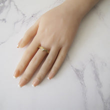 Load image into Gallery viewer, Mens 9ct Gold CZ Wishbone Ring. - MercyMadge