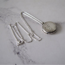 Load image into Gallery viewer, Vintage Sterling Silver Locket Necklace, Engraved Ferns. - MercyMadge