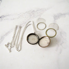 Load image into Gallery viewer, Vintage Sterling Silver Locket Necklace, Engraved Ferns. - MercyMadge