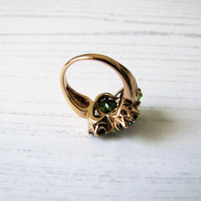 Cargar imagen en el visor de la galería, Vintage 4ct Tsavorite Garnet & Diamond Ring. 14ct Gold, 4 Stone Green Gemstone Shamrock/Flower Ring With Certification/Valuation