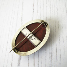 Load image into Gallery viewer, Large Victorian Sterling Silver Scottish Agate Monogrammed Brooch