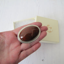 Load image into Gallery viewer, Large Victorian Sterling Silver Scottish Agate Monogrammed Brooch