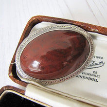 Load image into Gallery viewer, Large Victorian Sterling Silver Scottish Agate Monogrammed Brooch