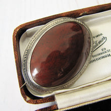 Load image into Gallery viewer, Large Victorian Sterling Silver Scottish Agate Monogrammed Brooch