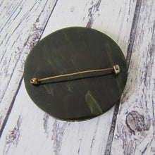 Load image into Gallery viewer, Huge 1930s Deep Carved Bakelite Flower Brooch. Vintage Art Deco Statement Brooch. Green Creamed Spinach Bakelite Orchid Brooch