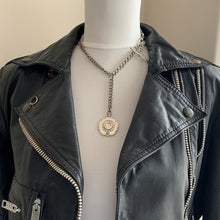 Charger l'image dans la galerie, Antique Victorian Sterling Silver Double Albert Watch Chain With Tudor Rose Fob. Heavy English Curb Chain Necklace, T-Bar, Dog Clip, Pendant