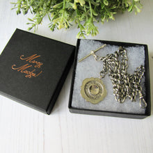 Charger l'image dans la galerie, Antique Victorian Sterling Silver Double Albert Watch Chain With Tudor Rose Fob. Heavy English Curb Chain Necklace, T-Bar, Dog Clip, Pendant