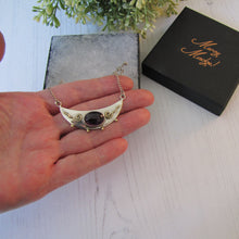 Cargar imagen en el visor de la galería, Antique Edwardian Amethyst Bib Necklace. Arts & Crafts Gold, Silver Amethyst Crescent Necklace. Sterling Silver Amethyst Necklace