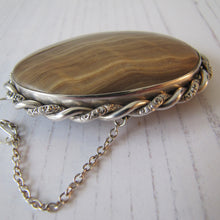 Load image into Gallery viewer, Antique Victorian Massive Scottish Hardstone Agate Sterling Silver Brooch. Sash/Tartan Shoulder Brooch. Antique Scottish Pebble Jewellery