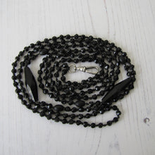 Charger l'image dans la galerie, Antique Victorian French Jet Bead Guard Chain. Long Vauxhall Glass Mourning Chain With Silver Dog-Clip. Muff, Lorgnette Sautoir Necklace,