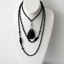 Charger l'image dans la galerie, Antique Victorian French Jet Bead Guard Chain. Long Vauxhall Glass Mourning Chain With Silver Dog-Clip. Muff, Lorgnette Sautoir Necklace,