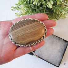 Load image into Gallery viewer, Antique Victorian Massive Scottish Hardstone Agate Sterling Silver Brooch. Sash/Tartan Shoulder Brooch. Antique Scottish Pebble Jewellery