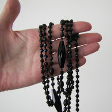 Charger l'image dans la galerie, Antique Victorian French Jet Bead Guard Chain. Long Vauxhall Glass Mourning Chain With Silver Dog-Clip. Muff, Lorgnette Sautoir Necklace,