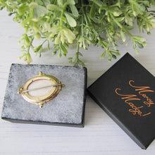 Cargar imagen en el visor de la galería, Antique Georgian/Victorian Gold Gilt & Paste Diamond Target Brooch. Etruscan Locket Back Brooch With Hair/Photo Compartment