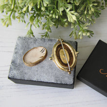 Cargar imagen en el visor de la galería, Antique Georgian/Victorian Gold Gilt & Paste Diamond Target Brooch. Etruscan Locket Back Brooch With Hair/Photo Compartment