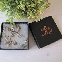 Cargar imagen en el visor de la galería, Antique Art Deco Sterling Silver & Marcasite Necklace. Art Nouveau Floral Ribbon Short Choker Necklace.