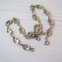 Cargar imagen en el visor de la galería, Antique Art Deco Sterling Silver & Marcasite Necklace. Art Nouveau Floral Ribbon Short Choker Necklace.