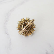 Charger l'image dans la galerie, Vintage 14ct Pearl & Sapphire Cluster Bombé Ring. Huge 1970s Yellow Gold Cultured Pearl Cocktail Statement Ring, Size P/UK, 7-3/4 US