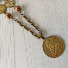 Charger l'image dans la galerie, Vintage 1960s Miriam Haskell Gold Coin Pendant Necklace, Emperor Wilhelm & Maria Theresa Thaler Coins
