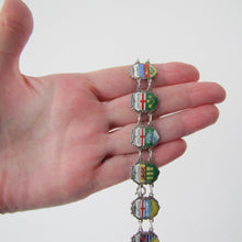 Carica l'immagine nel visualizzatore di Gallery, Vintage Sterling Silver & Enamel Charm Bracelet, Germany. Retro 1960s Canadian Provinces Souvenir Bracelet.