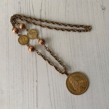 Charger l'image dans la galerie, Vintage 1960s Miriam Haskell Gold Coin Pendant Necklace, Emperor Wilhelm & Maria Theresa Thaler Coins