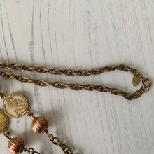 Charger l'image dans la galerie, Vintage 1960s Miriam Haskell Gold Coin Pendant Necklace, Emperor Wilhelm & Maria Theresa Thaler Coins