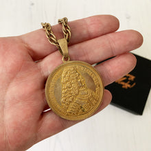 Charger l'image dans la galerie, Vintage 1960s Miriam Haskell Gold Coin Pendant Necklace, Emperor Wilhelm & Maria Theresa Thaler Coins