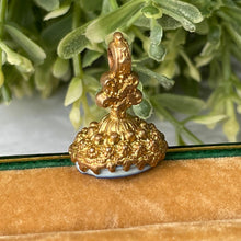 Charger l'image dans la galerie, Rare Georgian Pinchbeck Gold & Jasperware Cupid Pendant. Early Josiah Wedgwood Blue Jasper Ware Fob Style Pendant. Antique Georgian Jewelry