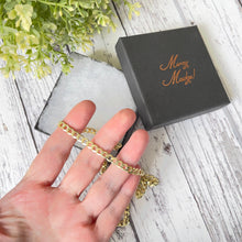 Cargar imagen en el visor de la galería, Vintage Italian 14ct Gold Vermeil On Silver Curb Chain Necklace. Diamond Cut Flat Cuban Chain. 20" Yellow Gold Layering Chain, Italy