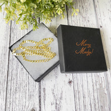 Cargar imagen en el visor de la galería, Vintage Italian 14ct Gold Vermeil On Silver Curb Chain Necklace. Diamond Cut Flat Cuban Chain. 20" Yellow Gold Layering Chain, Italy