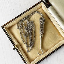 Cargar imagen en el visor de la galería, Victorian Miniature Silver Button Hook Pendant. Antique English Sterling Silver Chatelaine Accessory. Silver Novelty Pendant Necklace.