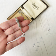 Cargar imagen en el visor de la galería, Victorian Miniature Silver Button Hook Pendant. Antique English Sterling Silver Chatelaine Accessory. Silver Novelty Pendant Necklace.