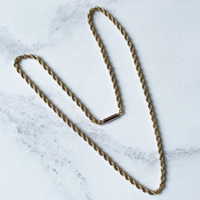 Cargar imagen en el visor de la galería, Antique Solid 9ct Gold Necklace Chain. Victorian Rope Chain With Torpedo Clasp, 17-1/2 Inches / 44.5 cm long, 6.3 grams