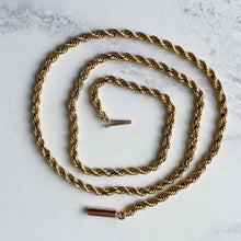 Cargar imagen en el visor de la galería, Antique Solid 9ct Gold Necklace Chain. Victorian Rope Chain With Torpedo Clasp, 17-1/2 Inches / 44.5 cm long, 6.3 grams