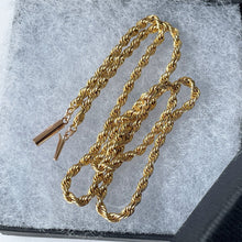 Cargar imagen en el visor de la galería, Antique Solid 9ct Gold Necklace Chain. Victorian Rope Chain With Torpedo Clasp, 17-1/2 Inches / 44.5 cm long, 6.3 grams