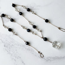 Lade das Bild in den Galerie-Viewer, Antique Art Deco Glass Bead & Gold Chain Necklace. 1920s Pendant Drop Lavalier Necklace. Rolled Gold Fill Beaded Lariat Necklace