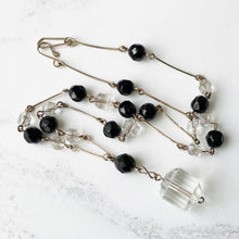 Lade das Bild in den Galerie-Viewer, Antique Art Deco Glass Bead & Gold Chain Necklace. 1920s Pendant Drop Lavalier Necklace. Rolled Gold Fill Beaded Lariat Necklace