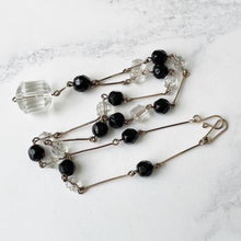 Lade das Bild in den Galerie-Viewer, Antique Art Deco Glass Bead & Gold Chain Necklace. 1920s Pendant Drop Lavalier Necklace. Rolled Gold Fill Beaded Lariat Necklace