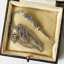 Cargar imagen en el visor de la galería, Victorian Miniature Silver Button Hook Pendant. Antique English Sterling Silver Chatelaine Accessory. Silver Novelty Pendant Necklace.