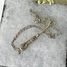 Cargar imagen en el visor de la galería, Victorian Miniature Silver Button Hook Pendant. Antique English Sterling Silver Chatelaine Accessory. Silver Novelty Pendant Necklace.