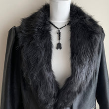 Cargar imagen en el visor de la galería, Antique Whitby Jet Carved Rose Albertina/Albert Pocket Watch Chain With Bellflower Fob. Victorian Mourning Bracelet/ Short Necklace.