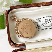 Charger l'image dans la galerie, Victorian 9ct Gold Locket Style Fob. Scottish Carnelian & Engraved Initials Spinner Fob. Antique Victorian Love Token, Sweetheart Pendant