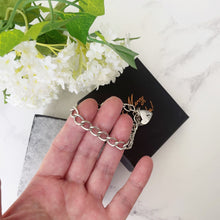 Carica l'immagine nel visualizzatore di Gallery, Vintage Silver Heart Padlock Bracelet. Victorian Style Sterling Silver Curb Chain Bracelet. English Watch Chain Bracelet, Hallmarked 1971