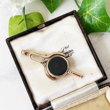 Charger l'image dans la galerie, Antique 9ct Gold Victorian Spinner Watch Key Fob. Large 9ct Rose Gold Key Pendant. Scottish White Chalcedony & Bloodstone Pocket Watch Fob