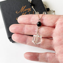 Lade das Bild in den Galerie-Viewer, Antique Art Deco Glass Bead & Gold Chain Necklace. 1920s Pendant Drop Lavalier Necklace. Rolled Gold Fill Beaded Lariat Necklace